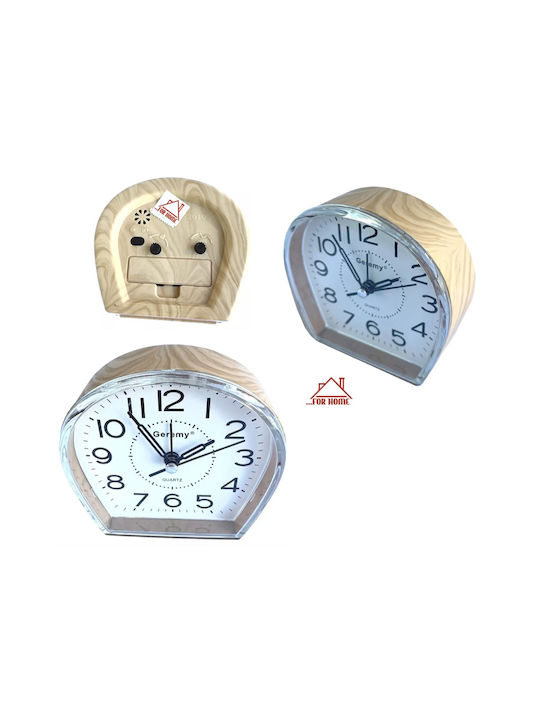 ForHome Tabletop Clock with Indicators Plastic with Alarm Clock Brown KBM-24601334
