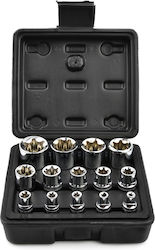Geko Nüsse Torx mit Vierkant-Antrieb 1/2", 3/8", 1/4" Set 14Stück