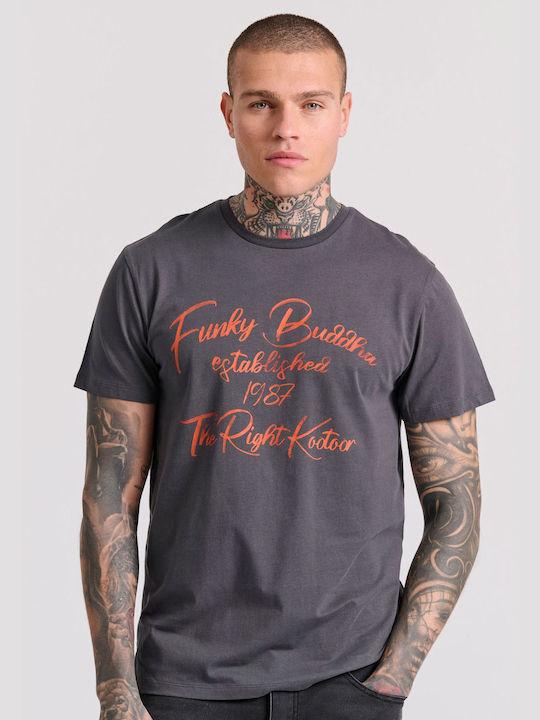 Funky Buddha Ανδρικό T-shirt Κοντομάνικο Γκρι