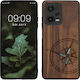 KWmobile Navigational Compass Umschlag Rückseite Hölzern Mother of Pearl - Dark Brown (Redmi Note 12 Pro / Poco X5 Pro)