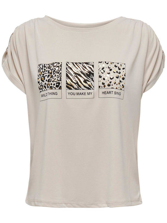 Only Life Damen T-Shirt Beige