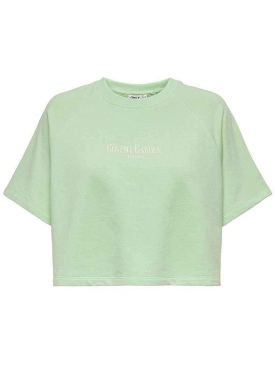 Only Print Women's Blouse Cotton Short Sleeve Light Green