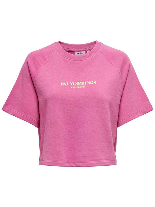 Only Print Bluza de Damă din Bumbac Mâneci scurte Pink