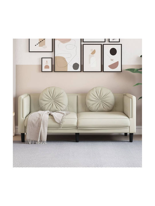 Doppelsitzer Samt Sofa Beige mit Dekokissen 173.5x77x70cm