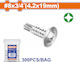 Wadfow Self-Piercing Sheet Metal Screw Phillips Galvanized with Diameter M4.2 and Length 19mm 300pcs