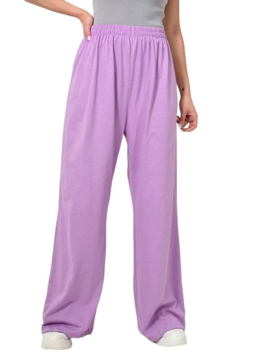 Solid Lilac Wide-Leg Pants 23847