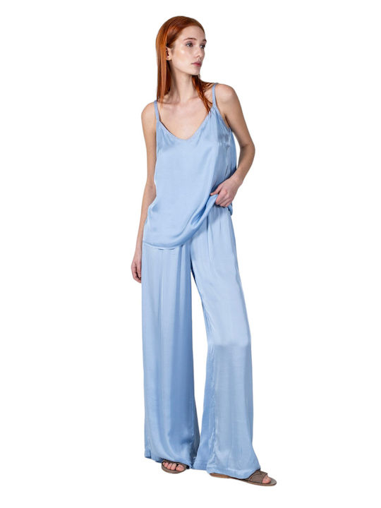 Aggel W Satin Basic Pants Ss00019f-1116 Blue