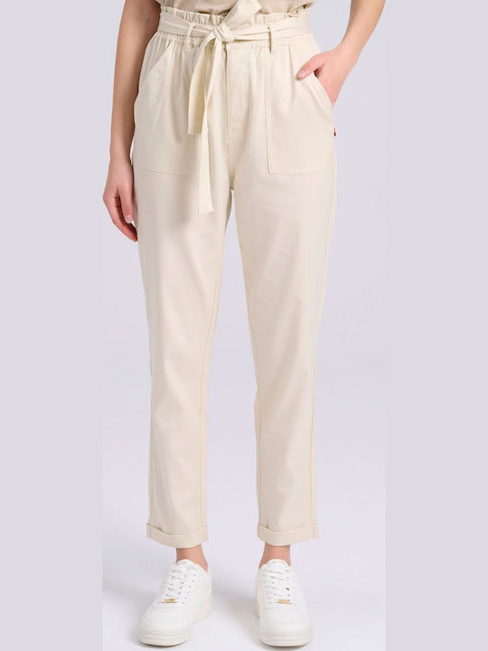 Funky Buddha Γυναικείο Παντελόνι Casual Fbl009-122-02-chalk Λευκό Γυναικεία Lyocell Collection Market Κανονική