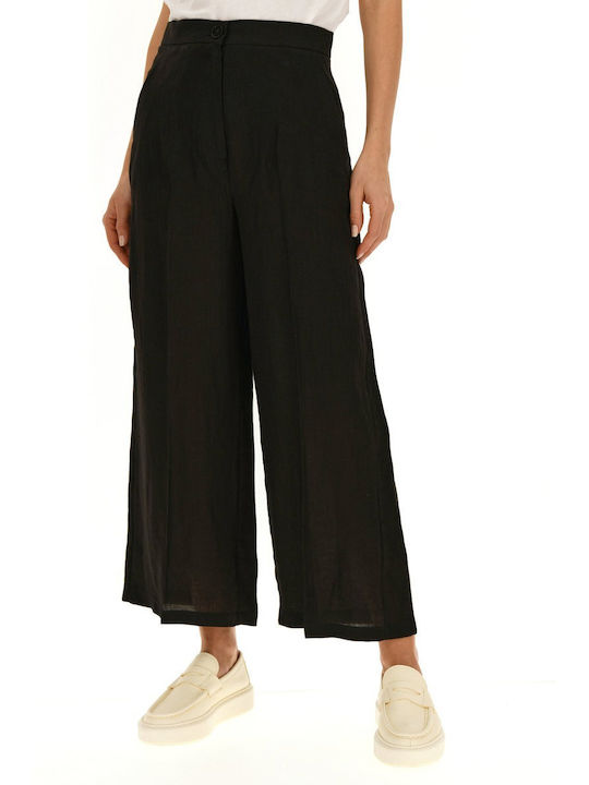 Emme Marella Aia Linen Trousers Black