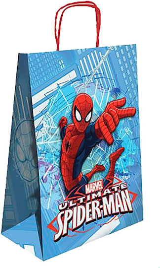 19-369 Чанта за подаръци от хартия Spiderman 32x24x10 синя