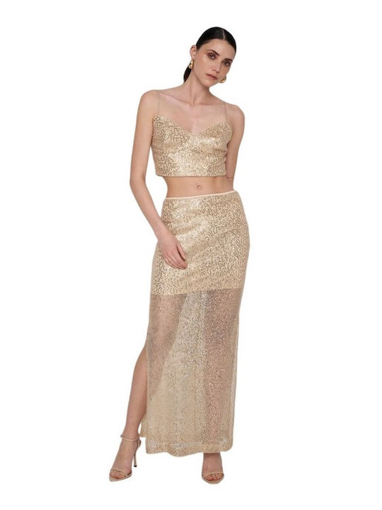Ale Long Sequin Skirt 81143518 Women's Gold