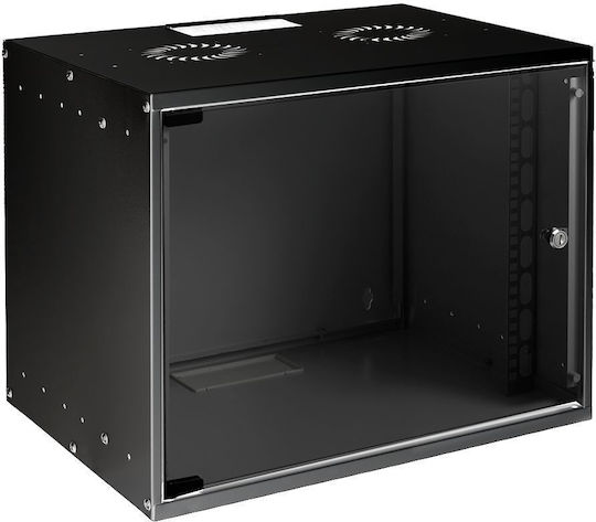 Lanview Επιτοίχια Καμπίνα Rack 9U 56.5x40x44cm Μαύρο RUM09U40MNBL