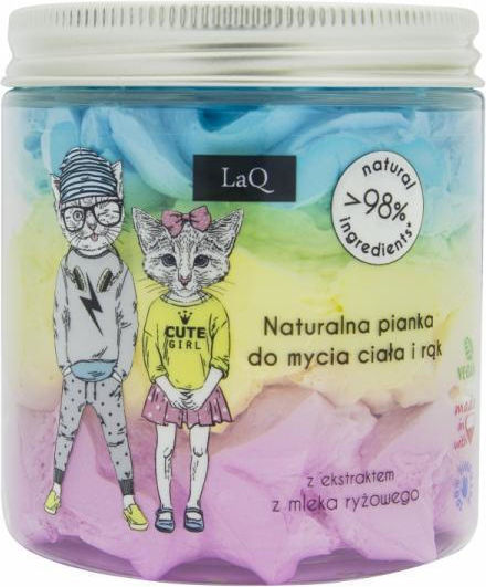 Spumă naturală de spălare a corpului Laq cu aromă de gumă de mestecat și extract de lapte de orez, 250ml