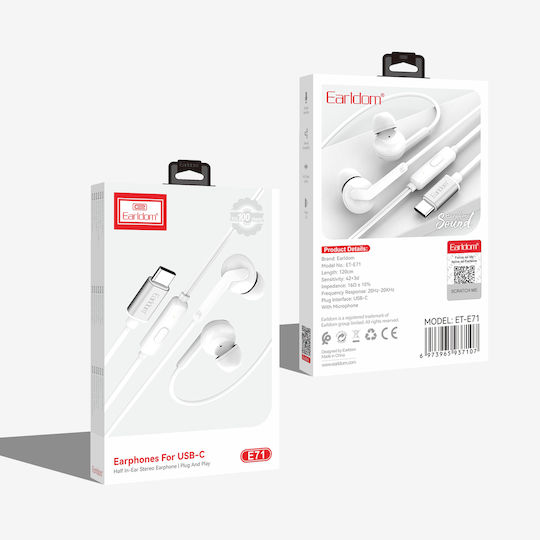 Earldom Et-e71 Wired Earphone Type C White