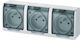 Elektro Plast Triple External Waterproof Power Socket with Lid Transparent