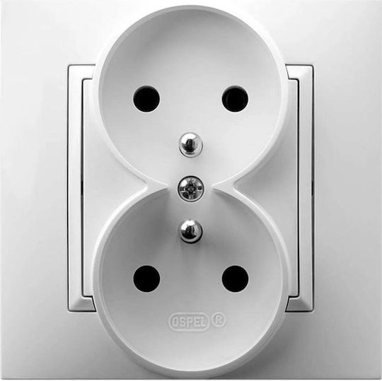 Ospel Aria Dublă Mortice Priză Electrică Albă