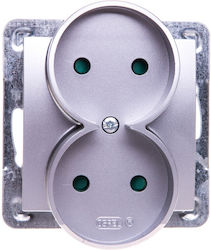 Ospel Impresja Double Walled Power Socket Silver