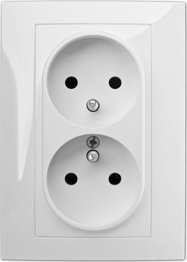 Elektro Plast Διπλή Πρίζα Ρεύματος Λευκή