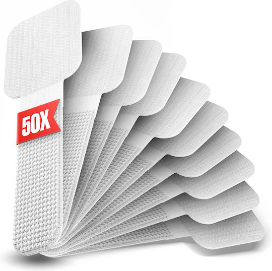 Set de suporturi de cablu Velcro Cable Pro Wall, 50 bucăți, alb