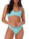 Bikini Set Sports Bra & Slip Bottom Aqua