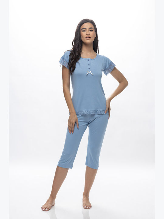 Galaxy Sommer Damen Pyjama-Set Blue