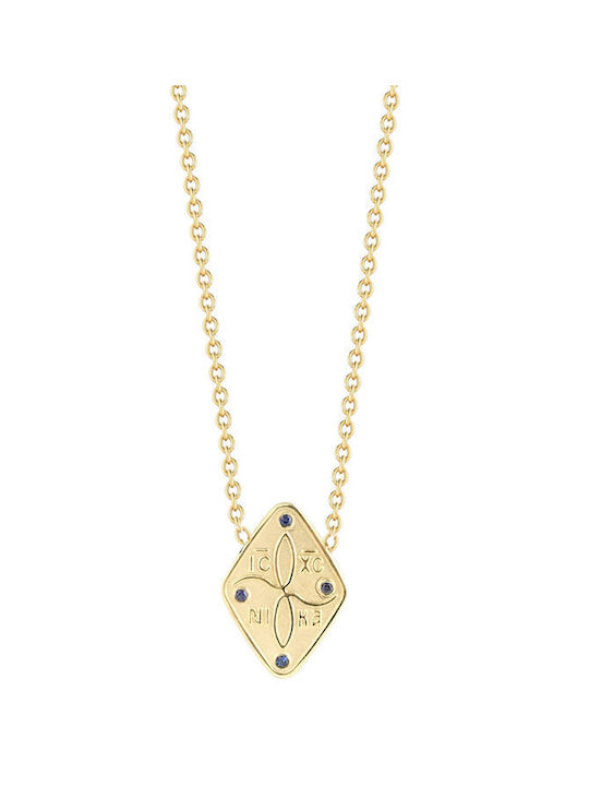 Triantos Halskette Amulett aus Gold 14K mit Zirkon