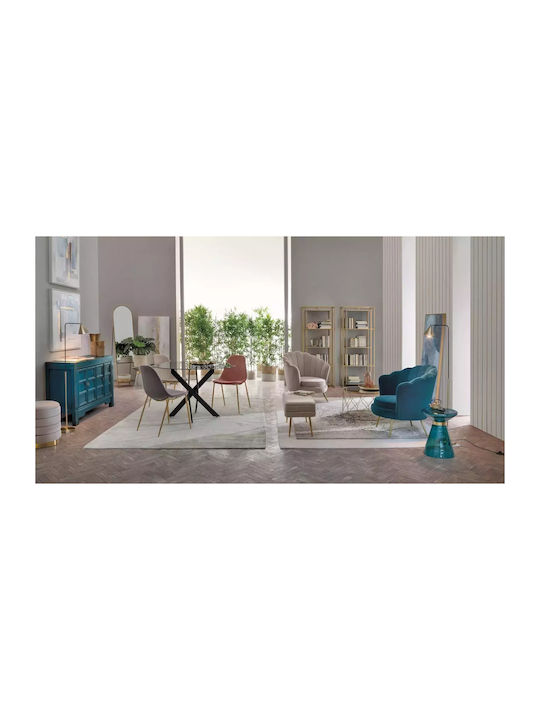 Round Side Table Azmin Glass Blue 36x36x46 cm