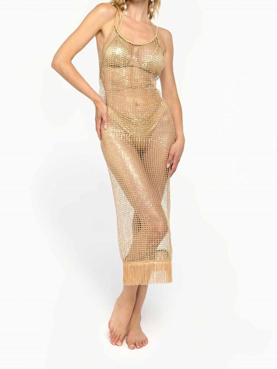 4giveness Women's Beachwear Dress Fabric Regular Fit Fgcw3782 Gold