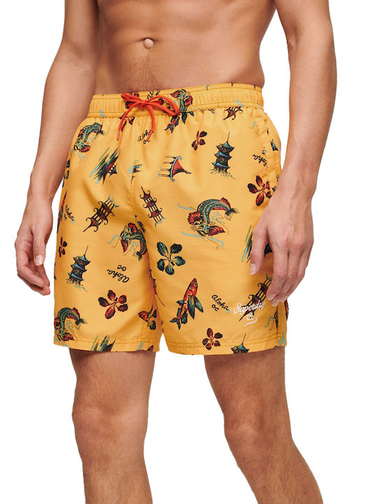 Superdry Hawaiian Men's Swimwear Shorts Yellow with Patterns