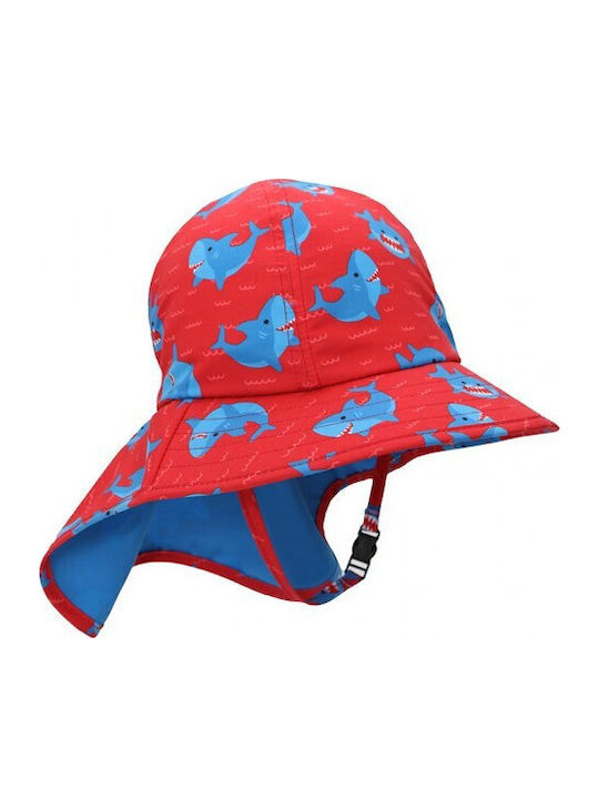 Zoocchini Детска Текстилна Слънцезащитна Шапка Shark Червена