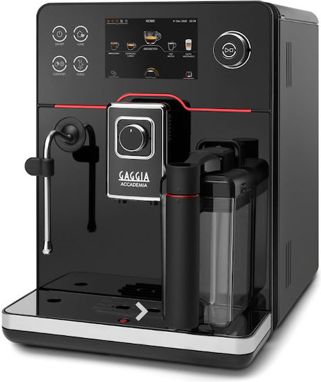 Gaggia New Academia Αυτόματη Μηχανή Espresso 1500W Πίεσης 15bar για Cappuccino με Μύλο Άλεσης Μαύρη