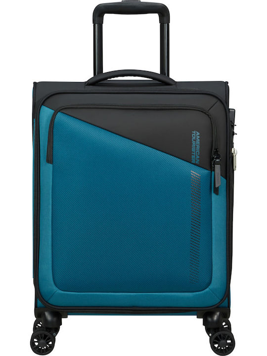American Tourister Spinner Cabin Travel Suitcase Fabric Black - Blue with 4 Wheels Height 55cm 150910-2642