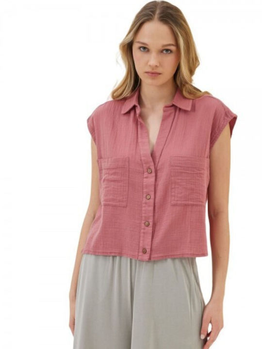 Namaste Women's Short Sleeve Shirt Pink
