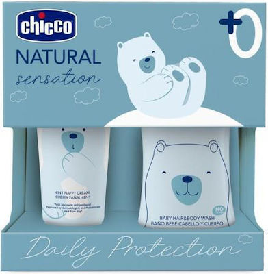 Chicco Natural Sensation Daily Protection Set Body Hair Wash 200ml + Diaper Cream 4in1 100ml