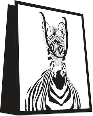 Gift Bag 32x14x40cm Zebra Black and White