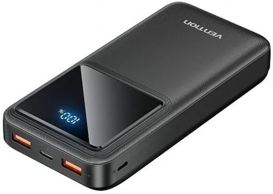 Vention Power Bank 20000mAh 22.5W με 2 Θύρες USB-A και Θύρα USB-C Power Delivery / Quick Charge Μαύρο