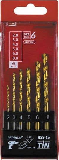 Dedra Set of 6 Drills HSS Titanium with Cylindrical Shank for Metal