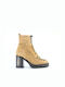 Leather Women's Ankle Boots with High Heel Tabac Brown