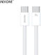 WK USB 2.0 Cable USB-C male - USB-C 65W PD Λευκό 1m WDC-21C