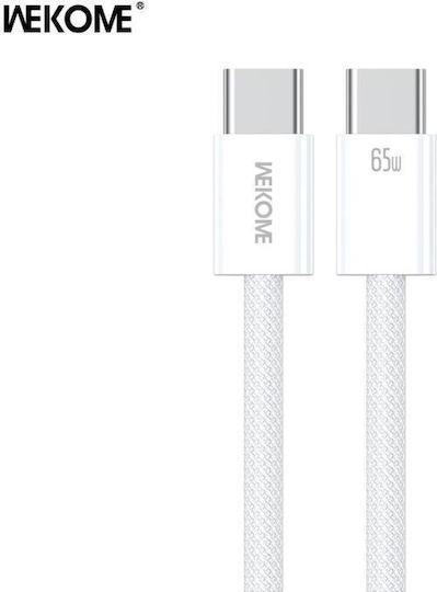 WK USB 2.0 Cable USB-C male - USB-C 65W PD Λευκό 1m WDC-21C