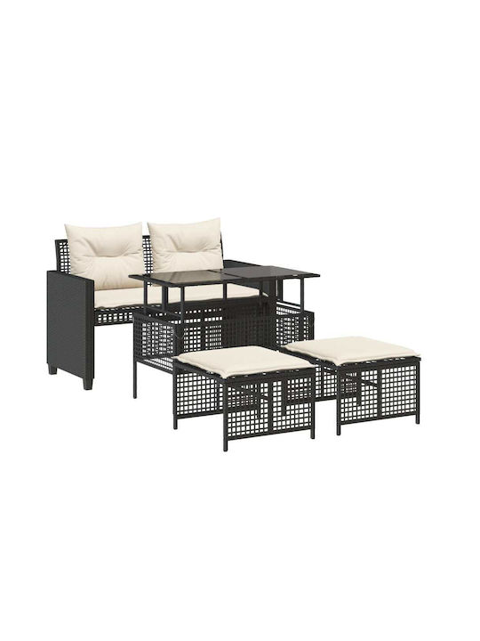 Set Outdoor Lounge Black with Pillows 4pcs