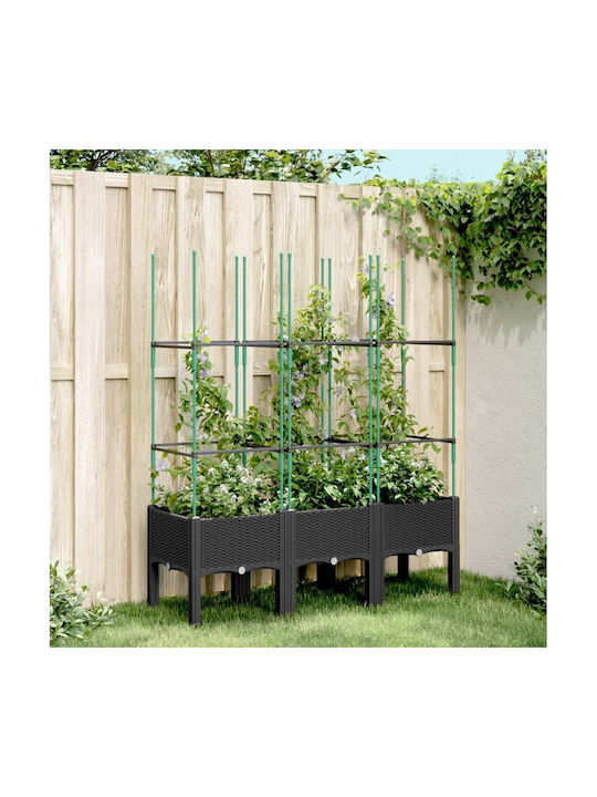 vidaXL Planter Box Plastic Black 120x40x142.5cm.