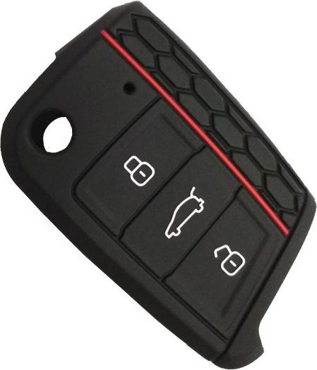 Car Key Cover Case made of with 3 Buttons for Skoda / Seat / VW in Black Color