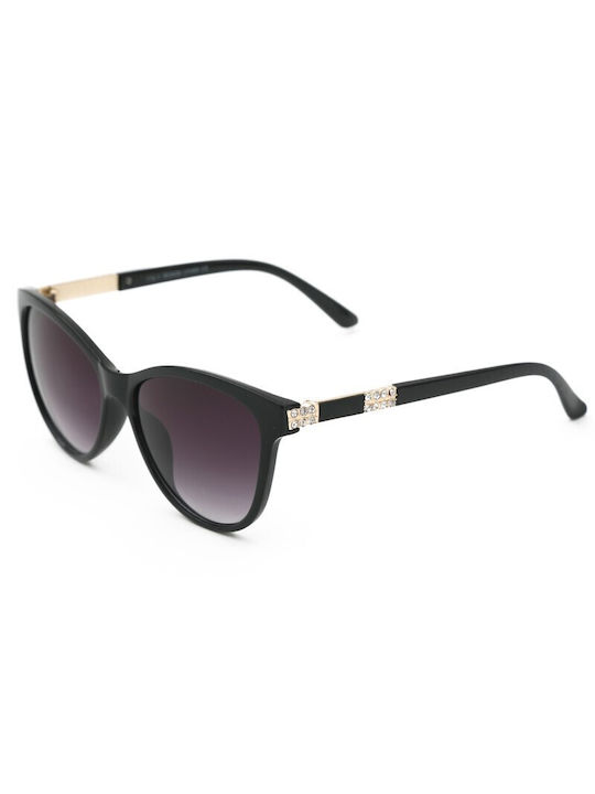 V-store Women's Sunglasses with Black Plastic Frame and Black Gradient Lens 20.504BLACK