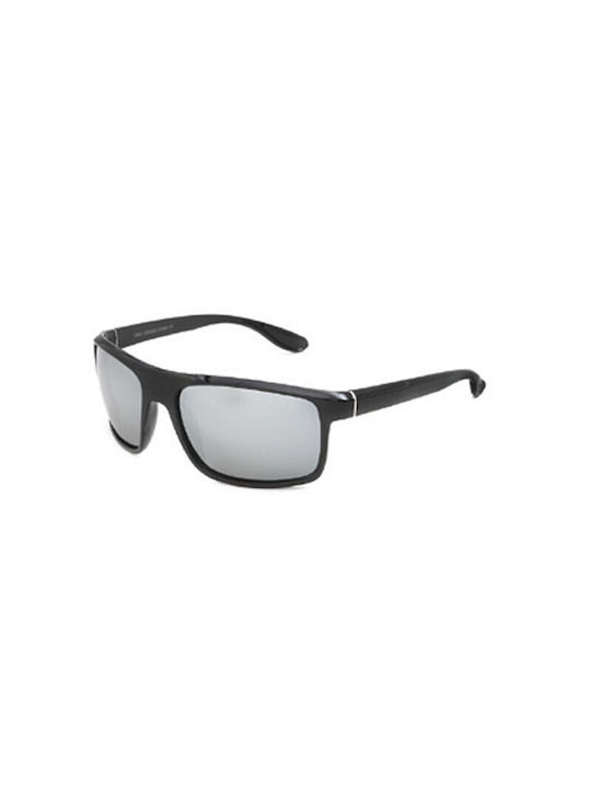 V-store Men's Sunglasses with Black Plastic Frame and Gray Lens 20.564BLACKSILVER