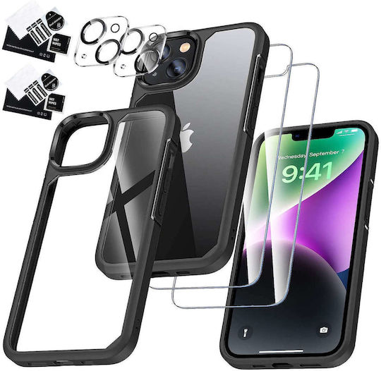 Alogy Hybrid 360 Vollschutz Gehärtetes Glas Schwarz (iPhone 14 Plus)