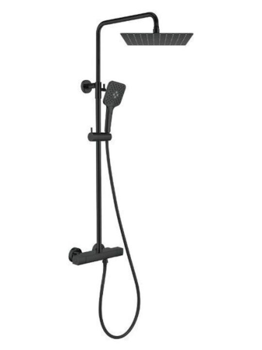 Orabella Adjustable Shower Column with Mixer Black