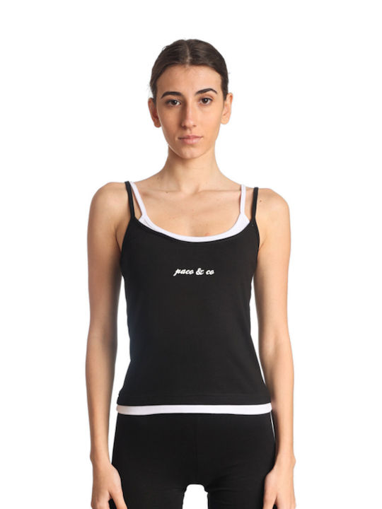 Paco & Co Damen Crop Top Ärmellos Black