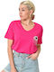 T-Shirt mit Strasssteinen Fuchsia 24158