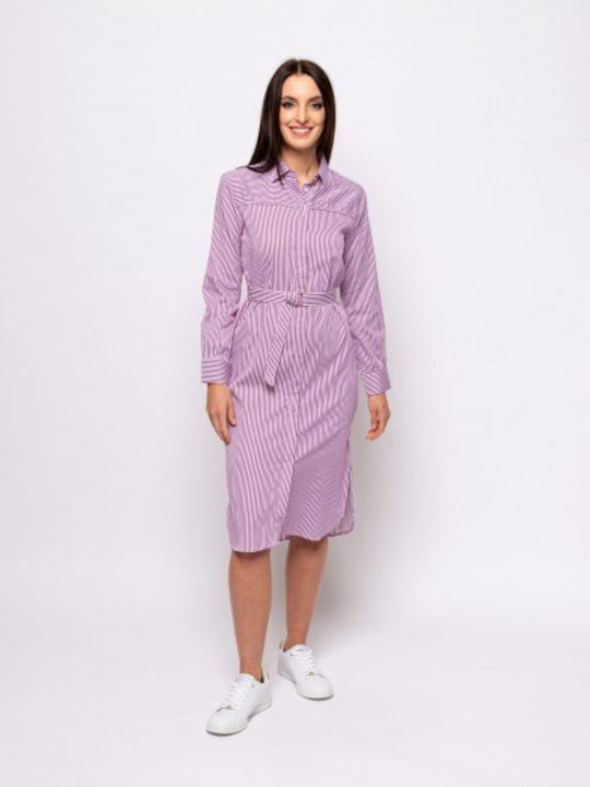 Striped Women's Dress with Belt 451/Verona Purple